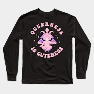 Queerness is Cuetness Cute Queer Baphomet Long Sleeve T-Shirt